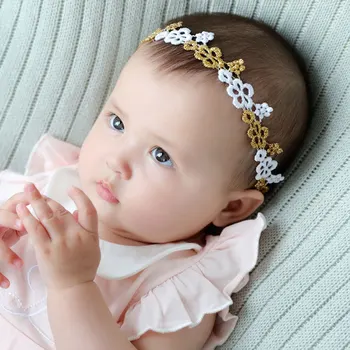 Кружевные повязки на голову для девочек Новорожденные Мягкие повязки для волос Детские жемчужные аксессуары для волос Детские эластичные цветочные резинки для волос