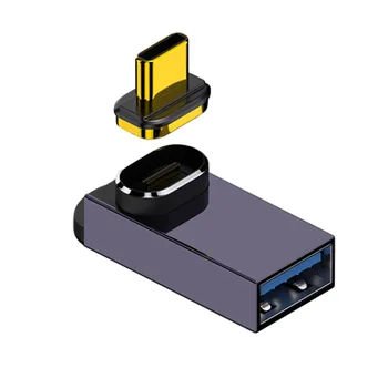 Cablecc Тип C 10 Гбит/с Магнитный разъем Штекер к USB3.0 Гнездо 90 градусов вверх вниз Угловой OTG адаптер данных для телефона и ноутбука