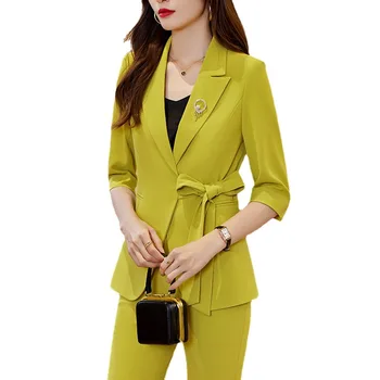 2023 Летний новый женский брючный костюм для офисной леди Набор из двух предметов Размер S-4XL Формальный пиджак для работы и карьеры Пальто с комплектом брюк