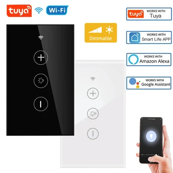 Smart Tuya WiFi US Диммирующий переключатель Интеллектуальная сенсорная панель Умный дом Samrt Life App Дистанционное голосовое управление с Alexa Google Home