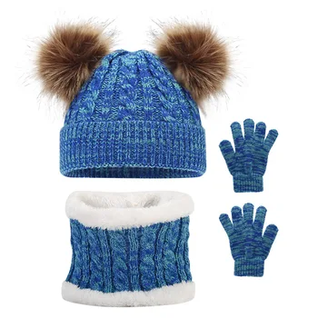 AvoDovA-3PCS Детские Зимние Трикотажные Шапки Перчатки Шарф Вязаный Утолщенный Теплый Комплект для 2-6 лет Мальчики Девочки