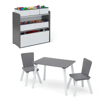 Детский набор для детской комнаты из 4 предметов - включает в себя игровой стол со столешницей Dry Erase и органайзер для игрушек на 6 контейнеров с многоразовым использованием