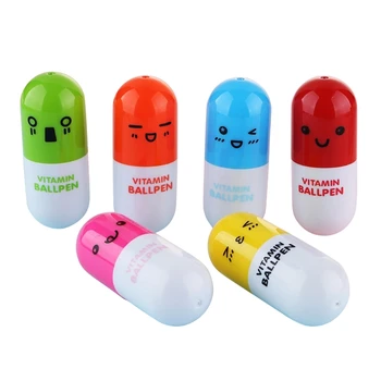 Компактный и симпатичный набор витаминных капсул - 6 шариковых ручек в форме таблетки для письма и рисования LX9A