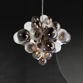 Nordic Luxury Glass Globe LED Люстра Гостиная Металлический подвесной люстра Освещение Внутренние светильники Светильники Lamparas