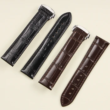 18 19 20 21 22 мм черно-коричневый ремешок для часов из крокодила с текстурой бамбука для развертывания Omega с застежкой ремешок из кожи аллигатора с логотипом