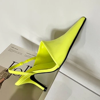  Новые женские туфли Неглубокая обувь 2024 Srping Мода с острым носком Роскошные женские сандалии Slingbacks Обувь для женщин Высокие каблуки