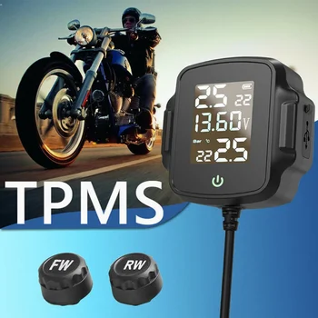  Мотоцикл TPMS Давление в шинах Беспроводная система мониторинга температуры шин Сигнализация с QC 3.0 USB Зарядное устройство для телефона и планшета