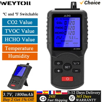 JD-3002 Детектор качества воздуха CO2 HCHO TVOC Температура Измеритель влажности Многофункциональный анализатор качества воздуха