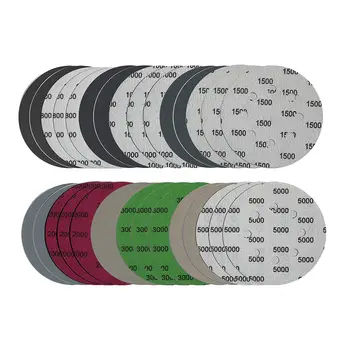 30 шт. 5-дюймовые наборы шлифовальных дисков, 5-дюймовая комбинация с 8 отверстиями на липучке (800/1000/1500/2000/3000/5000) наждачная бумага