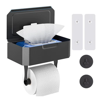 Держатель для туалетной бумаги Держатель для туалетной бумаги с коробкой для влажных салфеток, полка, держатель кухонной рулона для ванной комнаты