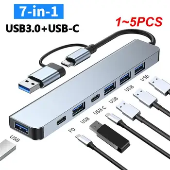 1 ~ 5 шт. Тип C HUB Высокоскоростной USB 3.0 Разветвитель Считыватель карт Многопортовый с портами SD TF для Macbook Компьютерные аксессуары USB