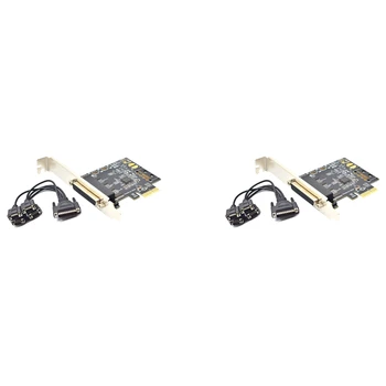 2X PCI-E Плата последовательного порта Pci-4 Последовательный порт RS232 9-контактный промышленный контроль 4-портовая плата расширения AX99100 с кабелем