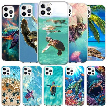 Чехол для телефона Sea Turtle Aqua Cover для iPhone 15 14 13 12 11 Pro 7 X 8 6S Plus XS MAX + XR Mini SE 5S Coque Shell Fundas