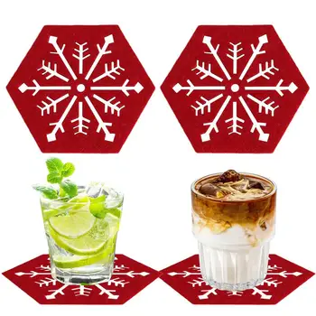 Рождественские подставки для напитков Впитывающая подставка Использование в качестве домашнего декора гостиной или кафе-бара Шестиугольная форма снежинки