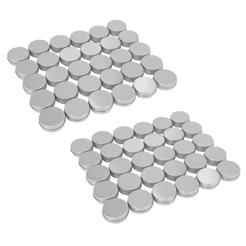 60 упаковок с завинчивающейся крышкой Круглые металлические банки для бальзама для губ Контейнеры Крышки (1 унция)