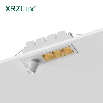 XRZLux Встраиваемый квадратный светодиодный потолочный решетчатый светильник с несколькими головками 10 Вт Регулируемый угол наклона Светодиодный линейный прожектор Домашнее внутреннее освещение