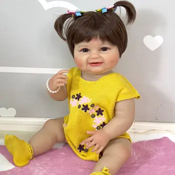 22 дюйма силиконовая кукла Bebe Reborn для новорожденного ребенка размером для девочек 3D кожа Подарок высокого качества