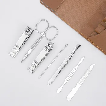 Портативный набор для стрижки ногтей, инструменты для красоты и наращивания ногтей, набор из 7 предметов, бытовой инструмент для напильника из нержавеющей стали