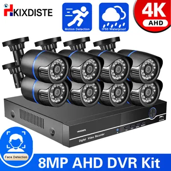 8 каналов 8 Мп Камера видеонаблюдения AHD Проводная система безопасности Видеонаблюдение 4K HD 8CH DVR Комплекты Инфракрасный прибор ночного видения XMEye Pro
