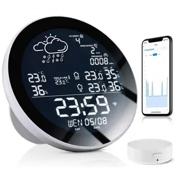 TUYA Wifi ЖК-дисплей с цифровыми часами Измеритель температуры Измеритель влажности Внутренний Открытый интеллектуальный термометр Гигрометр Метеостанция TH Датчик