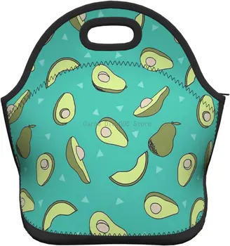 Изолированная неопреновая сумка для обеда с авокадо Легкая неопреновая сумка для обеда для офисных школ, девочек и мальчиков