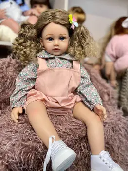 60 см Силиконовая кукла Reborn Baby Doll с кудрявыми волосами Принцесса Малыш Младенцы Куклы Живой Подарок на День Рождения