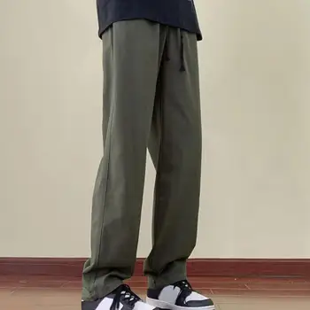 Спортивные штаны с регулируемой линией талии Японский стиль Мужские эластичные брюки-карго на шнурке с карманами Толстая мешковатая работа для зимы