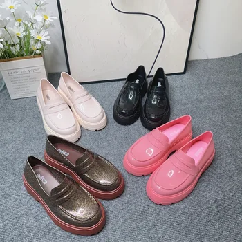 2024 Новая желейная обувь Melissa Женская подошва Matsuda Лоферы в стиле ретро Одинарная обувь Повседневная обувь в британском стиле SM201