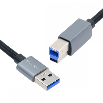 Zihan Высокоскоростной серебристый кабель USB 3.0 Type-A на стандартный 3.0 B - надежная передача данных со скоростью 5 Гбит/с для диска, твердотельного накопителя, камеры 30 см