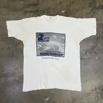 Винтажная бейсбольная футболка Grafik 1996 года Y2K США Weiß Herren XL
