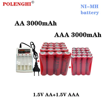 POLENGHI 8-40 шт. 1,5 В AAA 3000 мАч + 1,5 В AA 3000 мАч никелево-водородная предварительно заряженная батарея + зарядное устройство, используется для микрофонных игрушек