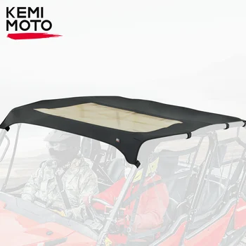 KEMIMOTO UTV Солнцезащитный козырек Мягкий верх Водостойкая черная ткань ПВХ Крыша Совместим с Honda Pioneer 1000-6 2023