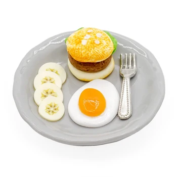 Odoria 1:12 Миниатюрный набор для завтрака Бургер Яйцо Банан Мини Симуляция Еда Кухня Аксессуары для кукольного домика Украшение кукольного домика