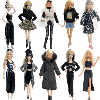 NK 1 шт. Черный комплект одежды для Барби 1/6 куклы Модное черное платье Подходит для 11,8-дюймовой куклы Повседневная одежда Аксессуары JJ
