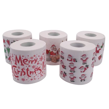 5 стилей Санта-Клаус Бумажный рулон Папиросная бумага Полотенца Рождественские украшения Рождественская туалетная бумага Санта-Клауса 5 рулонов