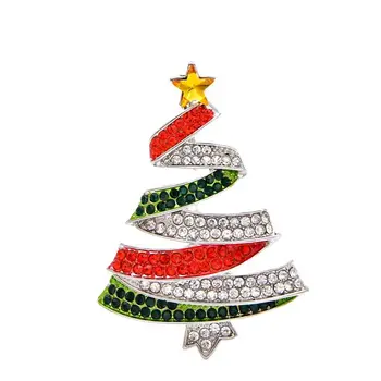  Дизайн небольшой группы с инкрустацией цвета Брошь из сплава горного хрусталя для женского рождественского украшения Брошь в форме рождественской елки