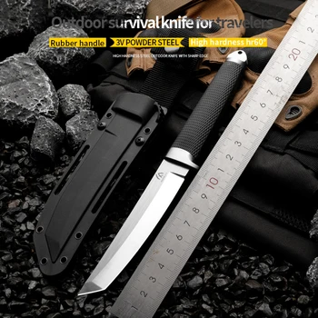 HUANGFU Высококачественный стальной фиксированный нож CPM-3V с фиксированным лезвием, открытый нож, спасательный нож, нож для выживания в дикой природе, мужской подарок