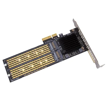 SSU PCI-E X4 на двойной адаптер NVMe PCIe, твердотельный накопитель M.2 NVMe на PCI-E x8/x16 с поддержкой карт M.2 (ключ M) NVMe 22110/2280/2260/2242