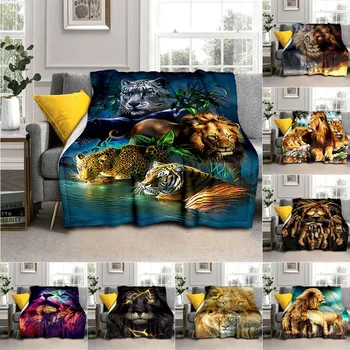 Одеяло для животных Лев Одеяло Фланелевое одеяло Супер мягкое флисовое одеяло для спальни Диван Диван Подарок ТВ Одеяло Королева Размер