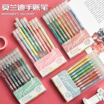 9 Многоцветные нейтральные игольчатые ручки для сумок для студентов и девочек с большой емкостью Full Tube Morandi Color Highlight Pen