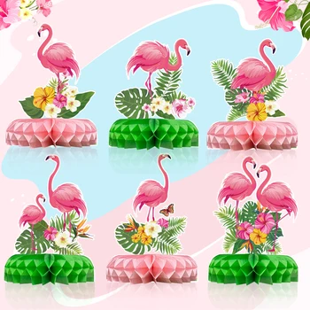 Розовый фламинго Сотовое украшение рабочего стола Гавайская вечеринка Луау Фламинго Декор вечеринки Тропический день рождения Свадьба Лето Алоха