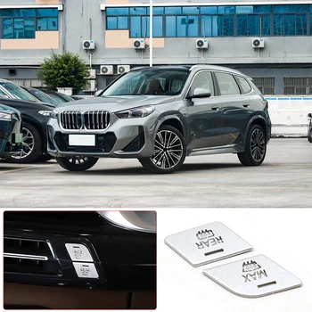 Для BMW X1 U11 2023+ Алюминиевый сплав Серебристый автомобильный стайлинг Передние и задние блоки автомобиля Кнопка запотевания Наклейка Автомобильные аксессуары 2 шт.