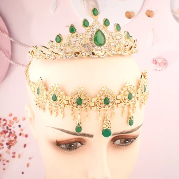 Новый женский набор ювелирных изделий Алжирские свадебные аксессуары для волос Корона Свадебное платье Голова Цепочка Украшения для волос Женские наборы Мода