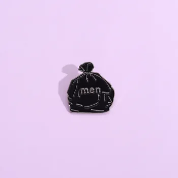 Забавный черный мешок для мусора Металлические эмалированные булавки Пользовательские мужчины - мусор брошь лацкан значок креативный подарок для защиты окружающей среды