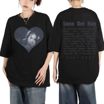Певица Лана Дель Рей 2023 Тур Графические футболки Высококачественная футболка из чистого хлопка Мужская женская мода Винтажные футболки оверсайз