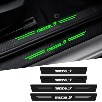  Люминесцентная защита порога двери автомобиля для логотипа Mazda 3 M3 2015 2017 2018 2019 2020 2021 Наклейка на защиту заднего багажника