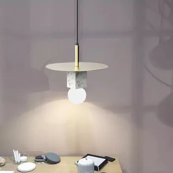 Скандинавский дизайнерский мраморный ресторан подвесной светильник креативный минималистичный спальня прикроватная лампа с одной головкой маленькая люстра