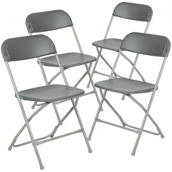 Пластиковый складной стул серии Hercules™ - Серый - 4 650 фунтов Грузоподъемность Удобное кресло для мероприятий-Легкий складной стул Sil