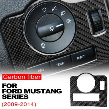 Углеродное волокно Автомобильные кнопки переключения фар Наклейка Внутренняя отделка Крышка для Ford Mustang 2009 2010 2011 2012 2013 2014 Аксессуары