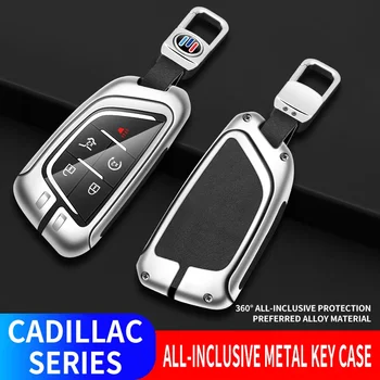  Цинковый сплав Кожаный автомобильный дистанционный чехол для ключей Держатель крышки брелока без ключа Сумка Брелок для Cadillac CT5 2019 2020 5 кнопок Смарт-ключ